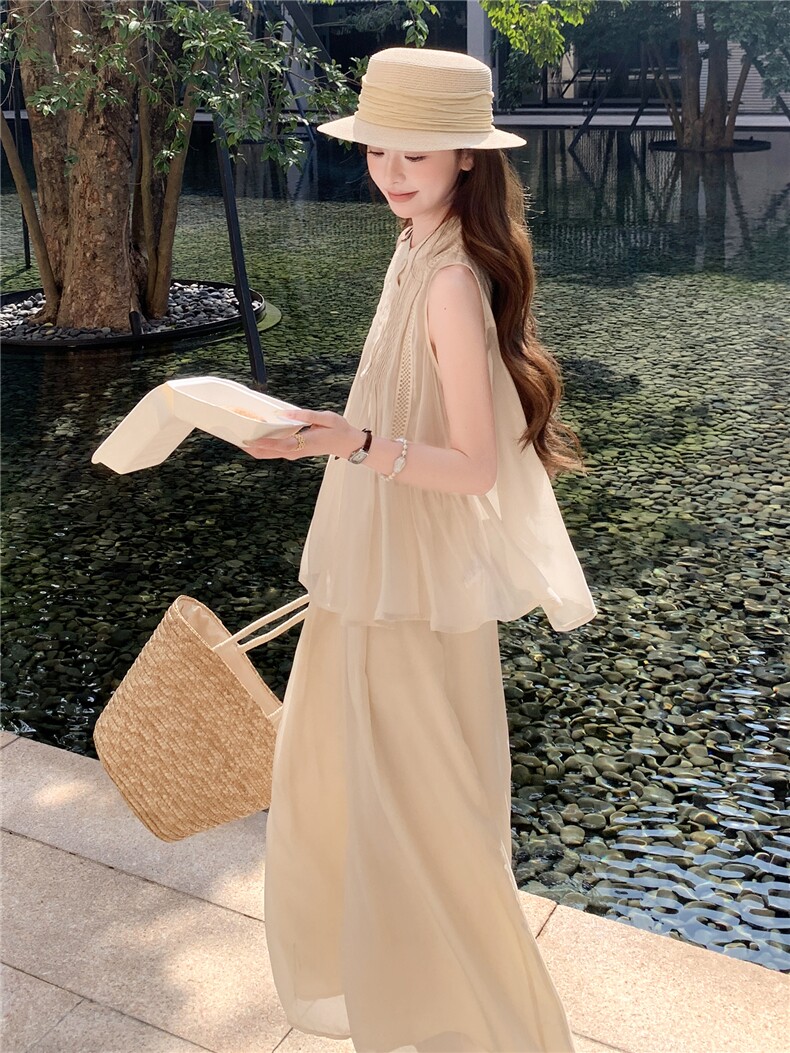 超仙时尚阔腿裤套装女2026夏季新款洋气减龄显瘦绝美巨好看三件套,女装套装/套裙,衣秀之家