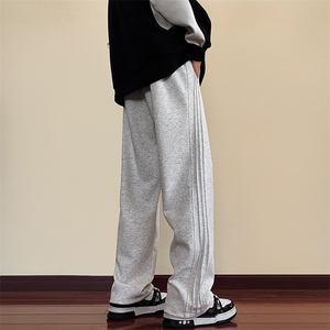217-2-K2399春秋310克重磅60%华棉直筒卫裤男宽松大码休闲裤图片