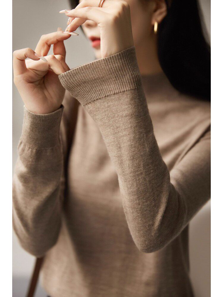 设计感小众高领羊毛打底衫女宽松套头毛衣高级感百搭针织衫,针织衫/毛衣,解氏羊绒