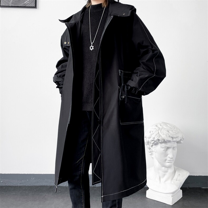 大货风衣男中长款大衣加绒加厚棉衣F262薄P115加绒P135港风D，男装风衣，星座401