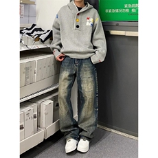 706-1-MY6030-P68特P现货秋季美式复古刺绣连帽毛衣针织衫，男装针织衫/毛衣，星座706-1