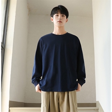 抖音得物高品质260克重磅精梳德绒保暖长袖T恤纯色打底针织衫DR00，男装T恤，电商A486-1