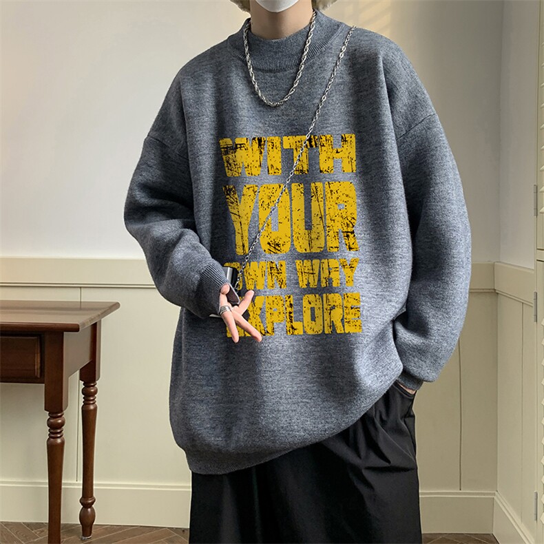 半高领毛衣男大码胖子针织衫毛线衣M18446-P45加绒款-P65,男装针织衫/毛衣,电商A040