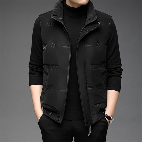 BJY08187男式2023新款立领羽绒背心无袖加绒加厚马甲P108，男装羽绒服，电商B360
