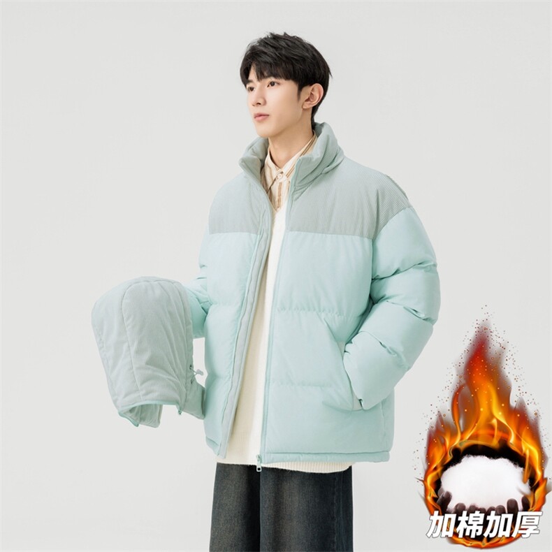 棉服撞色拼接灯芯绒外套男生冬季棉衣情侣装棉袄子M810-P85,男装棉衣,星座308B-2