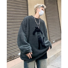 水貂绒毛衣美式圆领毛衣男慵懒风休闲针织衫MY73P58，男装针织衫/毛衣，星座1116-2