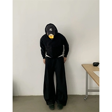 （网图慎用）360g重磅拼接褶皱弯刀曼巴棉卫裤男K24005-特P45控88，男装休闲裤，电商A001-1
