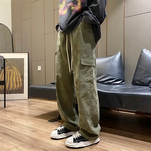工装休闲裤男秋冬季潮牌复古街头宽松直筒百搭阔腿裤子k5732-p45图片