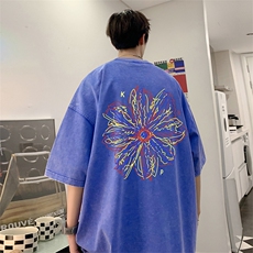 韩东大门重磅直播品美式复古蜡染水洗做旧宽松短袖t恤T991P38，男装T恤，电商A486