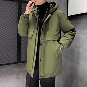 有版权 连帽纯色班服团体情侣学生团建可印花羽绒服男士修身长款图片