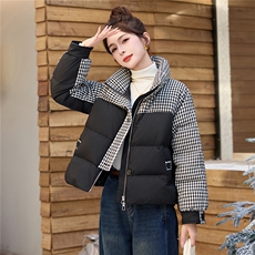 冬装新款格纹撞色超洋气设计感羽绒服外套新标90%白鸭绒，女装羽绒服，姿衣坊