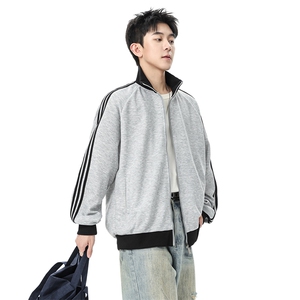 美式开衫卫衣男立领春季2026新款宽松运动外套设计感Q5567-P50图片