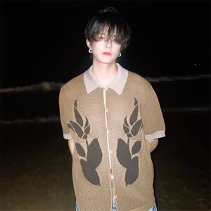 高级感撞色灵蛇短袖Polo衫男士镂空透气保罗衫品质针织上衣图片