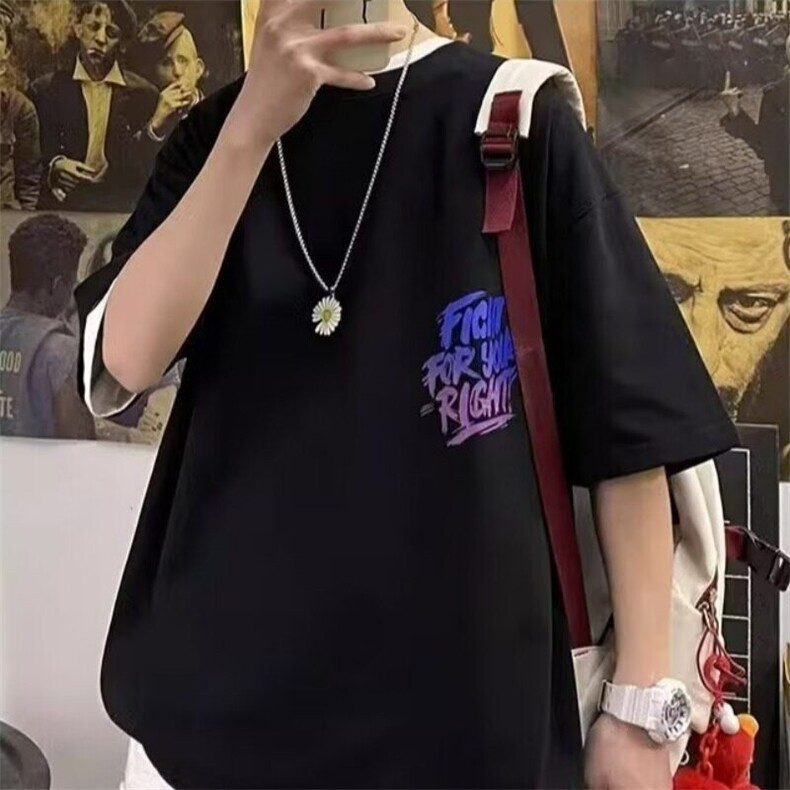 欧美嘻哈炫彩字母印花短袖T恤男潮牌潮流ins夏季情侣港风宽松,男装T恤,星座218-1（原230）