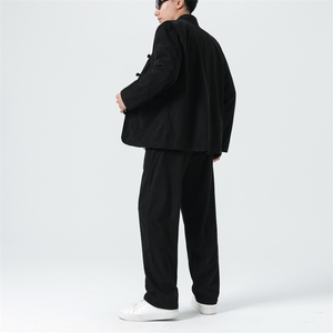 男士外套灯芯绒夹克套装盘扣立领风 XZ1512-2501套装-P110图片