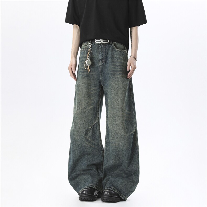 xz905-Z086#P65美式高街宽松阔腿牛仔裤，男装牛仔裤，星座905