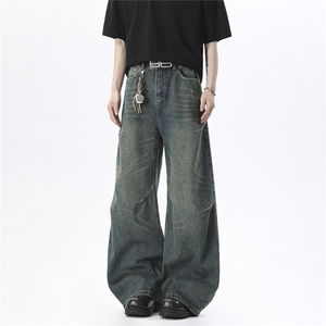 xz905-Z086#P65 美式高街宽松阔腿牛仔裤，男装牛仔裤，星座905