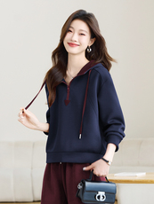 长期有货休闲连帽卫衣女外穿2026春秋新款小个子短款洋气宽松上衣，女装短外套，璐依舞