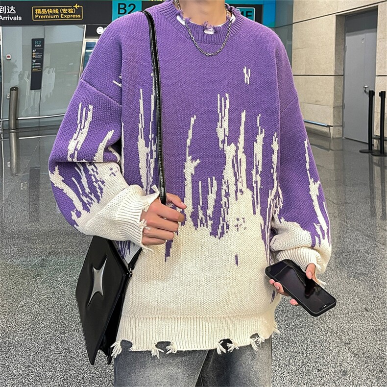M8172/P65冬季新款毛衣男港?韩版美式潮牌上衣潮流情侣针织衫图片