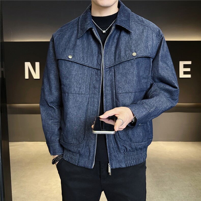 新标90羽绒服男冬季2025新款牛仔外套A313-5551-P235有报告,男装工装外套,电商A313