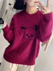 羊绒衫女秋冬新款圆领卡通宽松毛衣百搭时尚针织打底衫，女装羊绒衫，大千羊绒