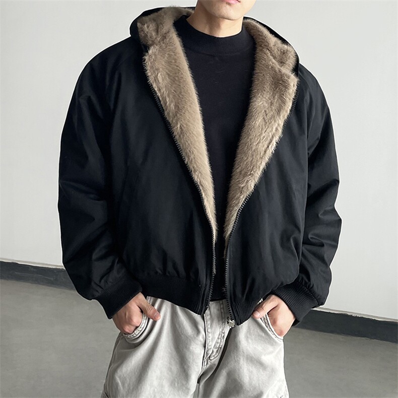 两面穿现货重磅短款座山雕棉衣男女双面穿毛毛绒棉服加厚外套，男装棉衣，电商A486