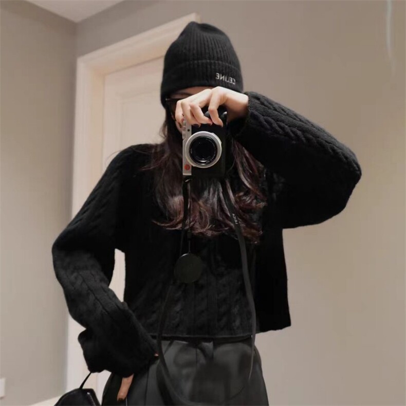 时尚百搭女士麻花纹短款圆领羊毛衫羊毛高品质保暖毛衣,女装羊毛衫,旭驰羊绒