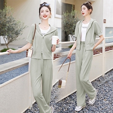 夏季短袖卫衣运动服休闲套装2025新款女小个子两件套时尚炸街减龄，女装套装/套裙，依如秀(原杭风阁)