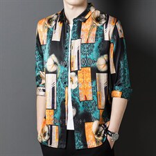BB3950钱塘2020-2秋季时尚潮流男士衬衫长袖花衬衣P300，男装衬衫，钱塘207-2