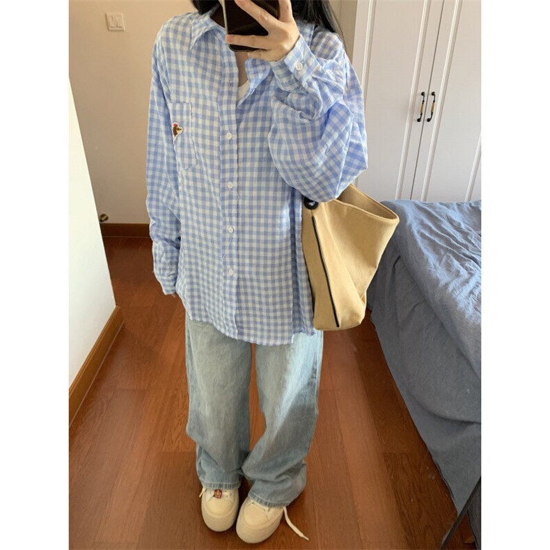 【有货】CS109CC-特P38撞色格子腊肠狗衬衫男女同款长袖外套,男装衬衫,星座1007（原301D）