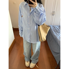 【有货】CS109CC-特P38撞色格子腊肠狗衬衫男女同款长袖外套，男装衬衫，星座1007（原301D）