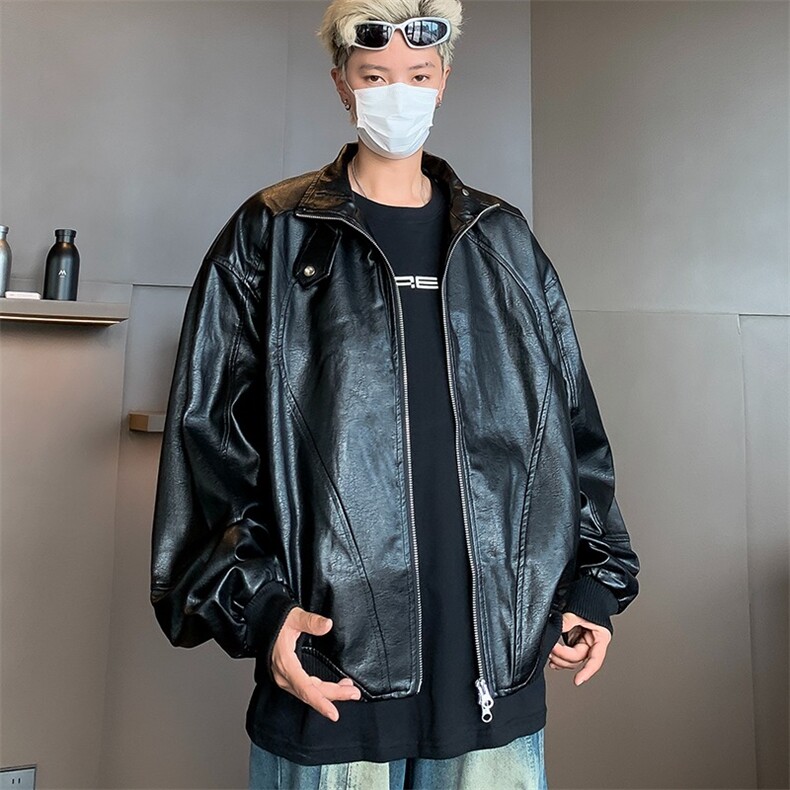小众机车复古立领设计皮衣夹克男女短款pu皮外套Y172-P68，男装夹克，星座1109-3