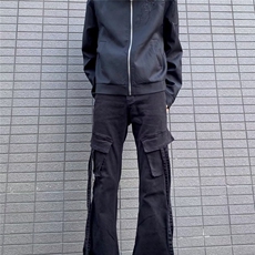 美式工装牛仔裤多袋街头潮牌宽松直筒微喇休闲长裤K71396-P45网图，男装牛仔裤，电商B245