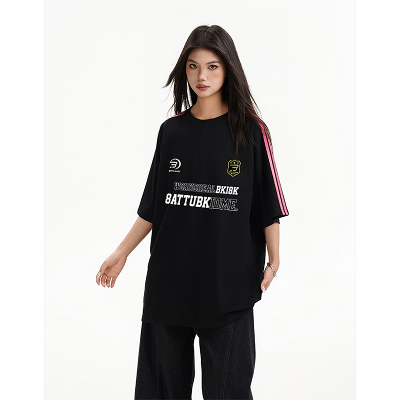 抖音得物高品质二开240克宽松纯棉美式潮牌三条杠织带短袖T恤，男装T恤，电商A486