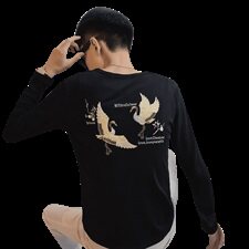 3秋季长袖修身T恤仙鹤刺绣社会小伙韩版潮男打底衫C301B-CT15，男装T恤，电商C301B