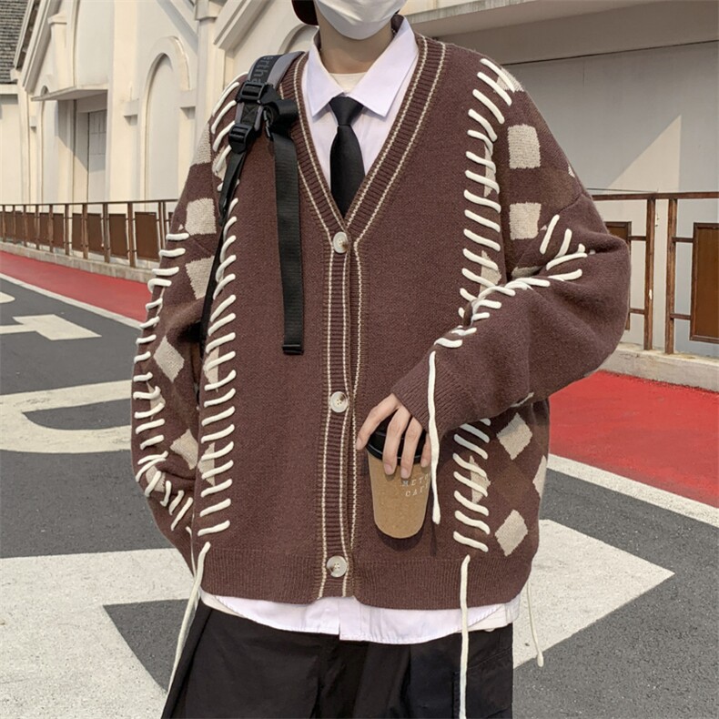 秋冬款开衫毛衣男港风宽松针织衫男学生长袖情侣毛线衣MY0716-P65,男装针织衫/毛衣,星座308B-2