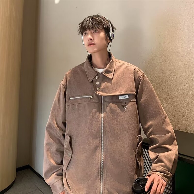 双层麂皮绒夹克男韩版潮流高街帅2023秋冬季新款ins外套W5223-P65,男装夹克,星座412-3