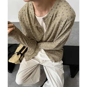 开衫秋衣对襟宽松长袖秋冬季短款纽扣碎花开衫长袖上衣 M5619图片