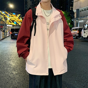 港风秋季新款宽松夹克男撞色立领上衣外套MYJ24-7864-P58图片