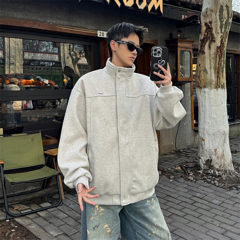美式假两件夹克外套男春秋宽松休闲高街痞帅立领上衣服JK0646-P,男装夹克,星座308B-1