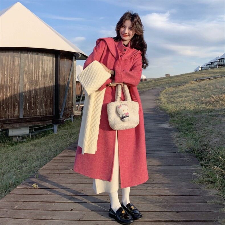 2025秋冬新款双面羊毛呢外套大衣女，女装双面呢大衣，曼娅璐