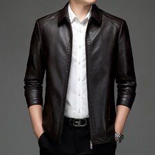 BH3102钱塘2020-2中年男士时尚休闲百搭冬季加绒皮衣夹克P150，男装皮衣，钱塘207-2