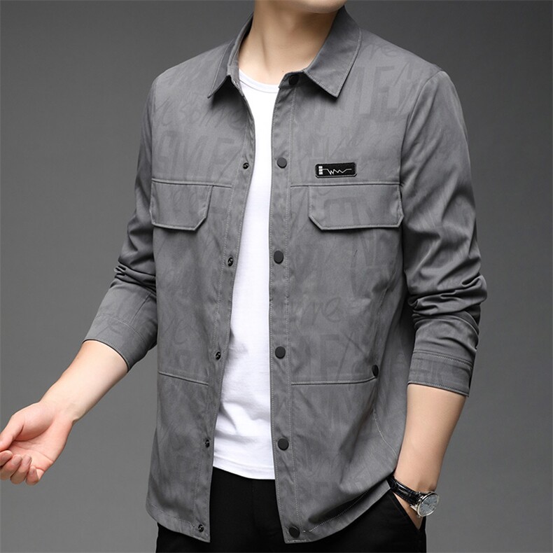 秋季男士翻领纯色薄款夹克上衣中年商务休闲百搭外套男装新款,男装夹克,电商B212（原钱塘6029）