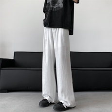 8XL-M特大码亚麻阔腿裤男夏棉麻西装裤垂感冰丝裤K981P68，男装西裤，电商D206-1
