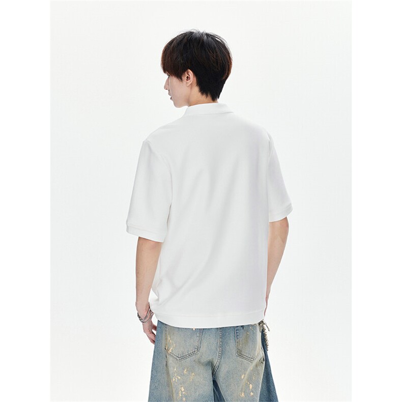 高级感夏季短袖t恤男痞帅正肩亨利领polo衫半袖25XT77300特批28,男装T恤,电商A042