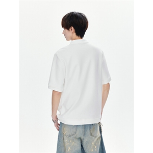 高级感夏季短袖t恤男痞帅正肩亨利领polo衫半袖25XT77300特批28图片