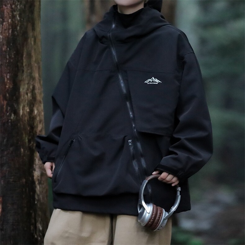 户外防风冲锋衣外套男宽松机能斜拉链登山服运动夹JK920-P65,男装夹克,星座1001-1