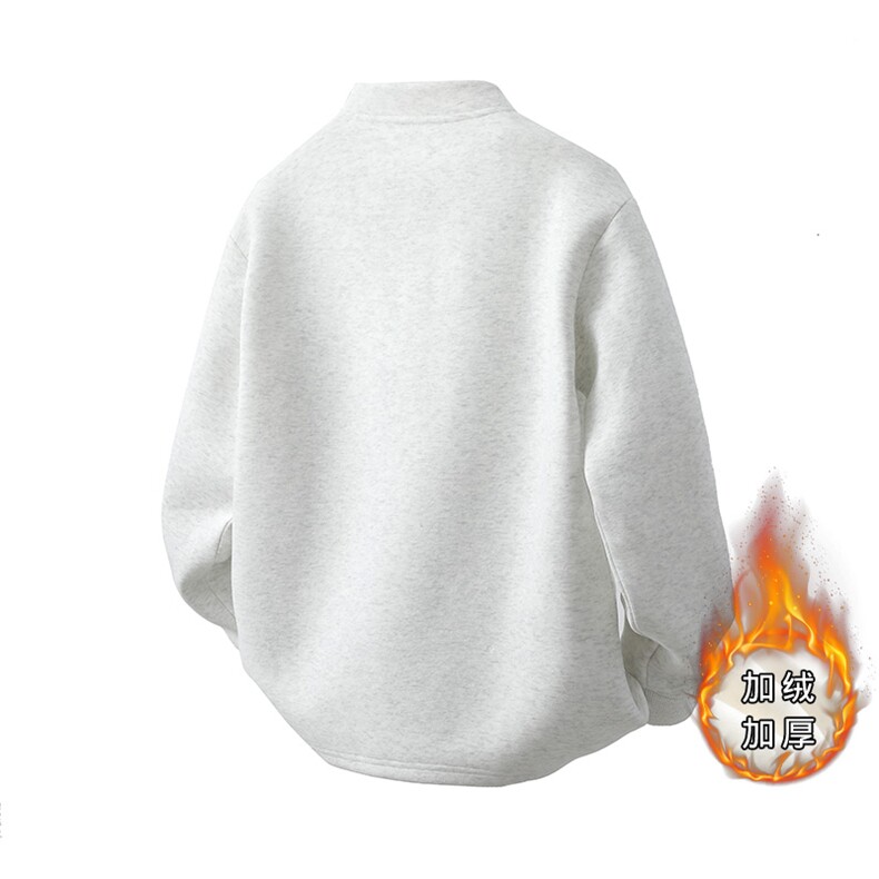 秋冬亨利领加绒加厚卫衣外套美式复古小立领打底衫118-P30,男装T恤,电商A441