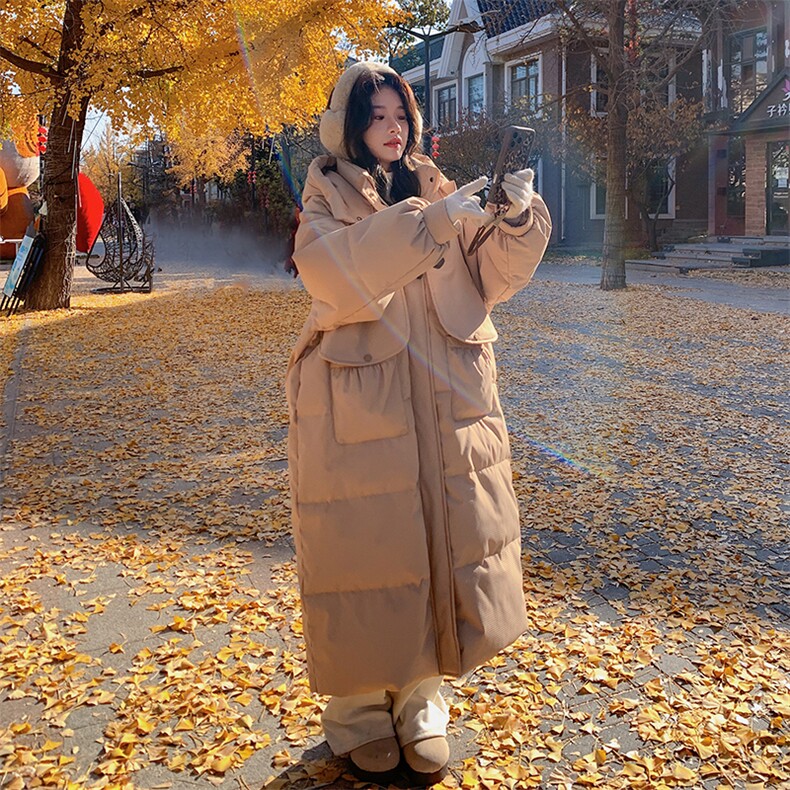超好看羽绒服女冬季中长款韩系显瘦宽松白鸭绒2024加厚时尚面包服,女装羽绒服,2C032