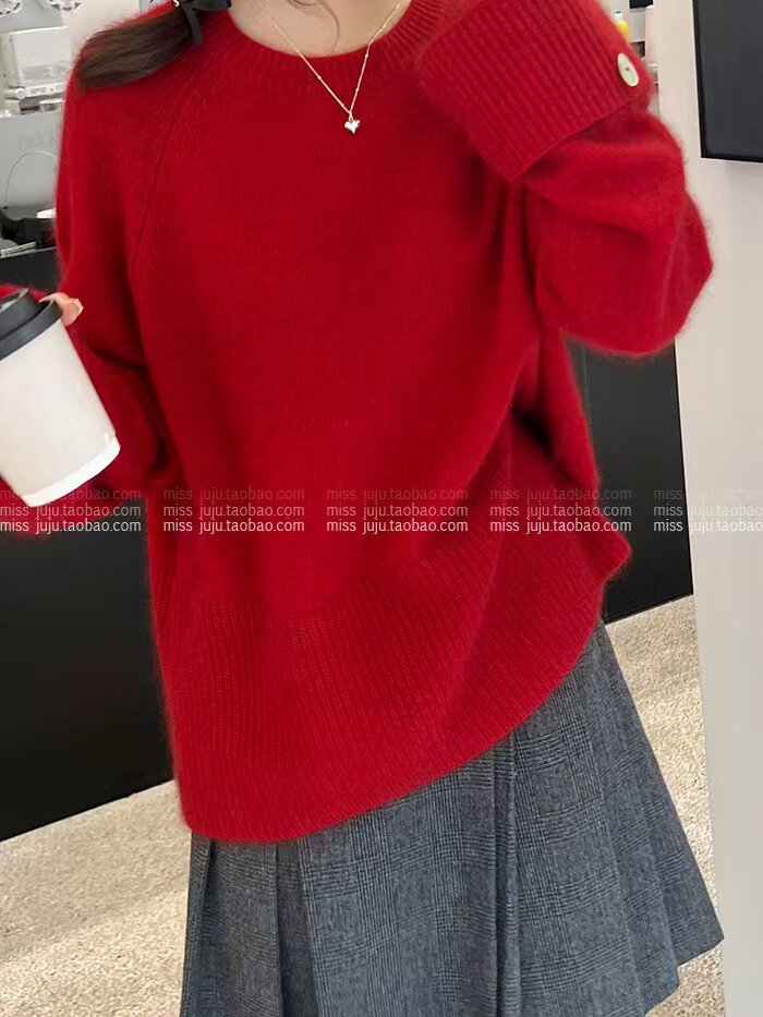 高级感灰色加厚毛衣女秋冬新款宽松韩版慵懒风针织衫上衣潮图片